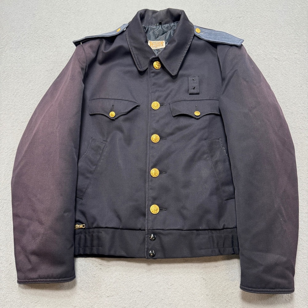 Tuffy Lastik Uniform Jacket Men's XL Navy Blue Gold Button Quilted Epaulettes